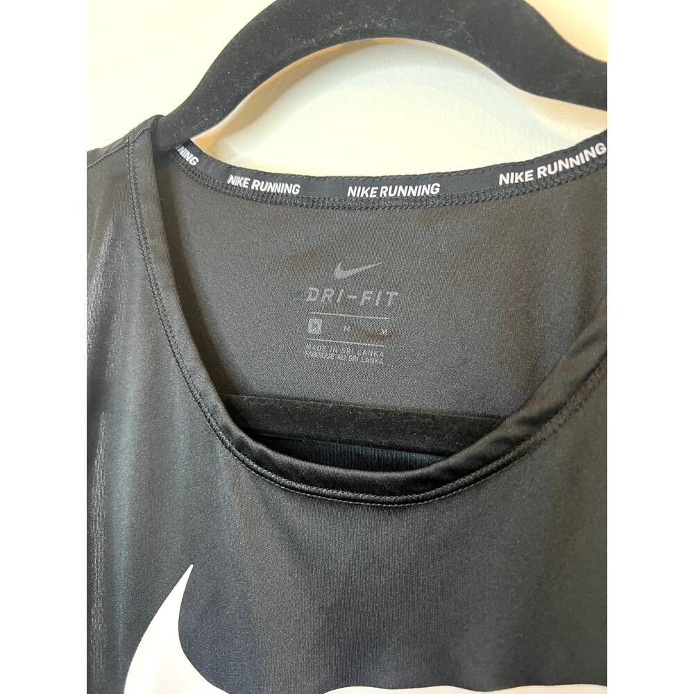 Nike Dri Fit Tank Top Black Swoosh Workout Gym Running Athletic Top - Picture 2 of 4